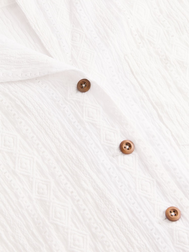 White Broderie Short Sleeve Holiday Shirt - Image 7 of 7
