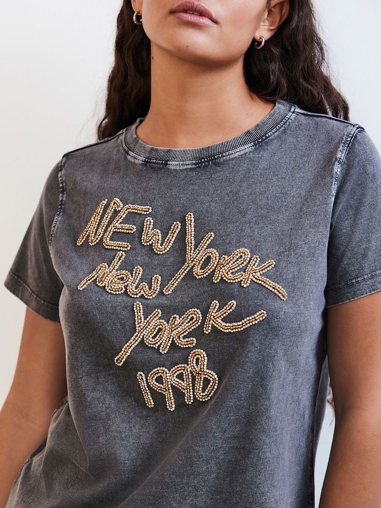 Gris lavado - New York Sparkle Washed 100% Cotton T-Shirt - Imagen 5 de 5 Gris lavado - New York Sparkle Washed 100% Cotton T-Shirt - Imagen 5 de 5