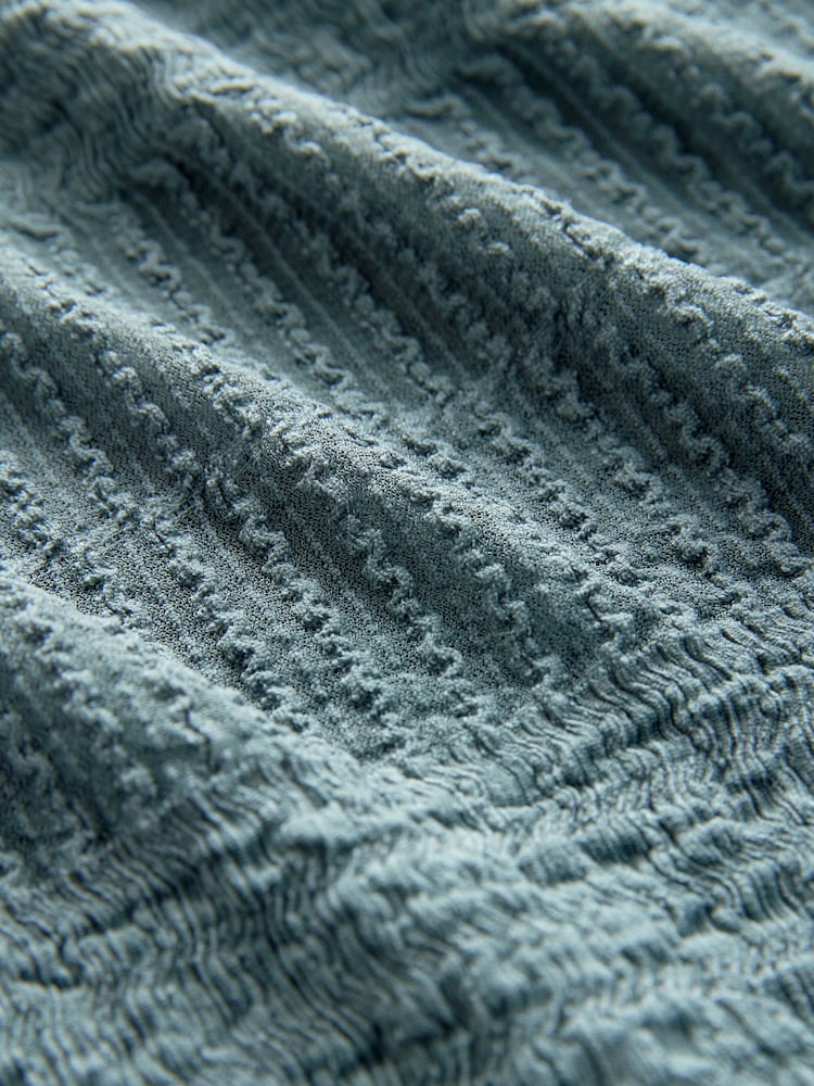 Blue Mixed Mesh Seam Detail Long Sleeve Top - Image 6 of 7