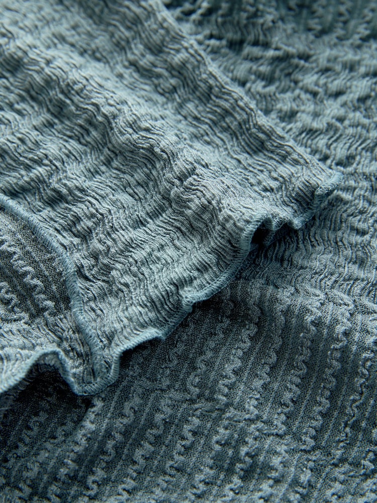 Blue Mixed Mesh Seam Detail Long Sleeve Top - Image 7 of 7