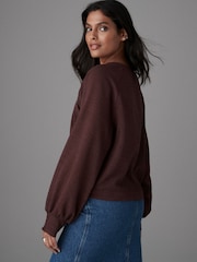 Burgundy Red Scoop Neck Long Sleeve Blouse - Image 3 of 8