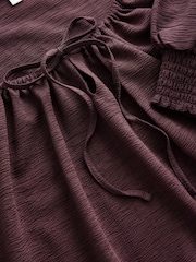 Burgundy Red Scoop Neck Long Sleeve Blouse - Image 7 of 8