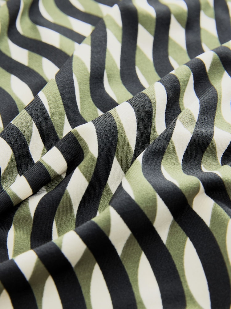 Green Geo Print Long Sleeve Ruched Detail Blouse - Image 7 of 7