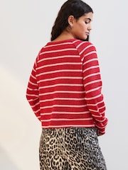 Pink/Red Stripe Long Sleeve Knitted Henley Top - Image 3 of 7