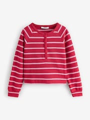 Pink/Red Stripe Long Sleeve Knitted Henley Top - Image 5 of 7