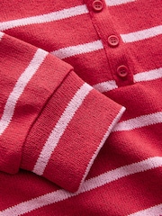 Pink/Red Stripe Long Sleeve Knitted Henley Top - Image 6 of 7
