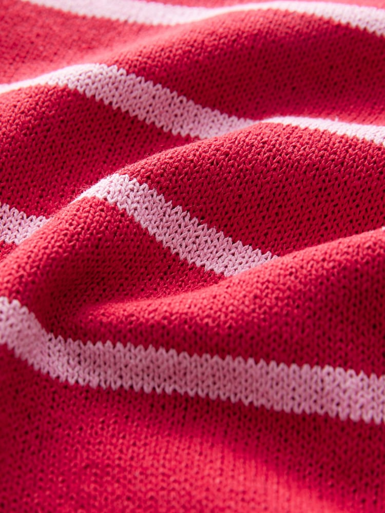 Pink/Red Stripe Long Sleeve Knitted Henley Top - Image 7 of 7