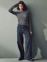 Grey Long Sleeve Textured Top - Image 2 of 7