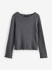 Grey Long Sleeve Textured Top - Image 5 of 7