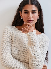 Ecru Long Sleeve Textured Top - Image 2 of 7
