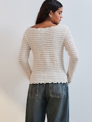 Ecru Long Sleeve Textured Top - Image 3 of 7