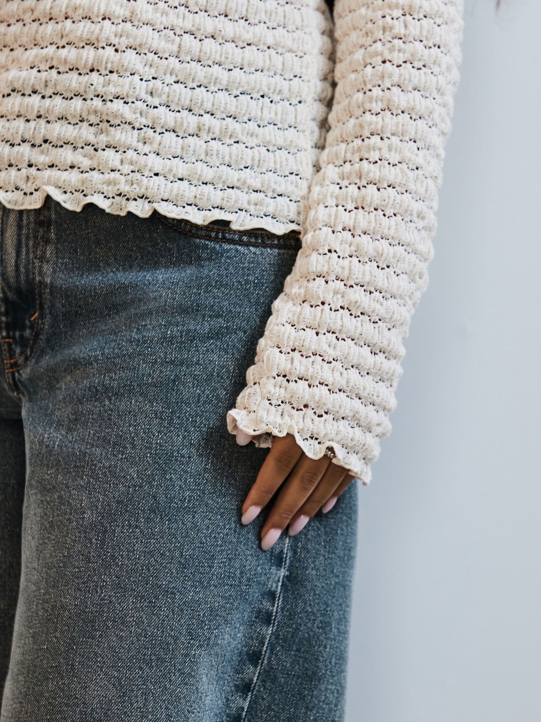 Buy Ecru Long Sleeve Textured Top from the Next UK online shop