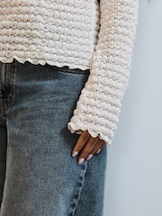 Ecru Long Sleeve Textured Top - Image 4 of 7
