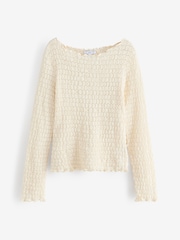 Ecru Long Sleeve Textured Top - Image 5 of 7