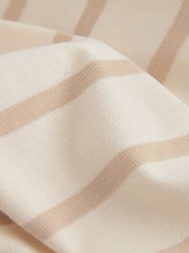 Ecru Stripe Pocket Detail Long Sleeve Drawstring 100% Cotton T-Shirt - Image 7 of 8