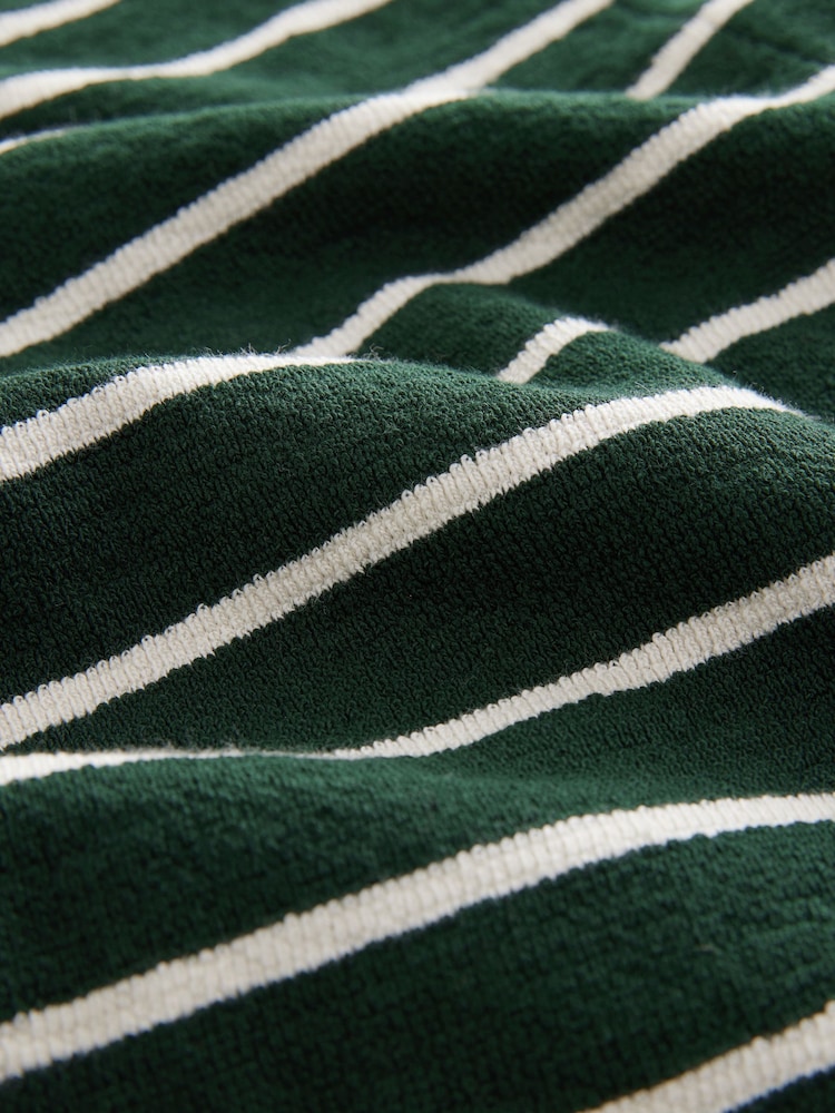Vert/Écru Rayure - Gilet à boutons en tissu éponge 100% coton - Image 8 of 9