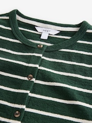Green/Ecru Stripe Toweling Button Through 100% Cotton Waistcoat - Image 9 of 9
