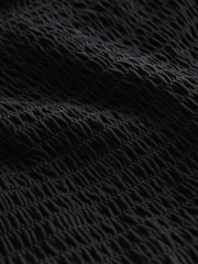 Black/White 100% Cotton Woven Jersey Mix Puffball Hem  Bandeau Mini Dress - Image 7 of 7