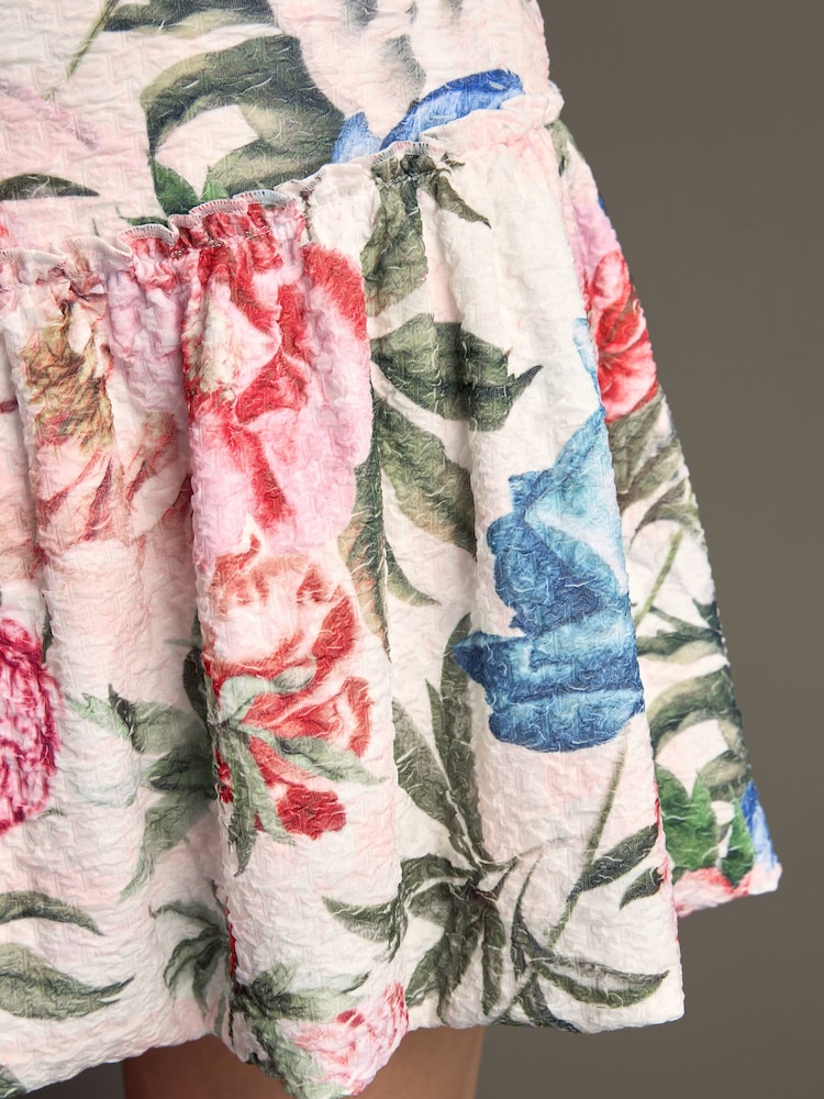 Floral Jersey Bubble Hem Mini Skirt - Image 4 of 7