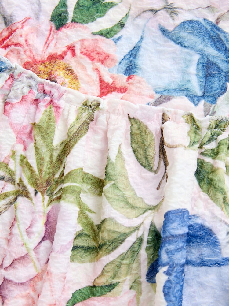 Floral Jersey Bubble Hem Mini Skirt - Image 6 of 7