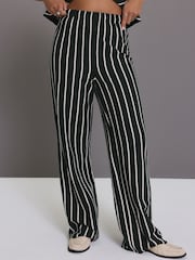 Vert/Ecru - 100% Coton Pantalon d'essuyage rayé à jambes larges - Image 3 of 7