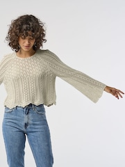 ONLY Cream Cropped Crochet Knitted Jumper - Image 1 of 1