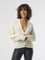 Белый - ONLY Button Down Ribbed Knitted Cardigan - Изображение 1 из 8