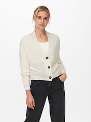 Белый - ONLY Button Down Ribbed Knitted Cardigan - Изображение 3 из 8