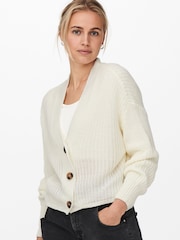 Белый - ONLY Button Down Ribbed Knitted Cardigan - Изображение 5 из 8
