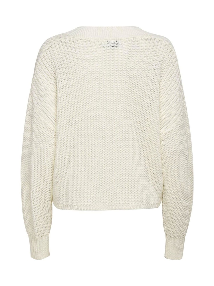 Weiß - ONLY Ribbed Button Front V-Neck Cardigan - Bild 7 von 7 Weiß - ONLY Ribbed Button Front V-Neck Cardigan - Bild 7 von 7