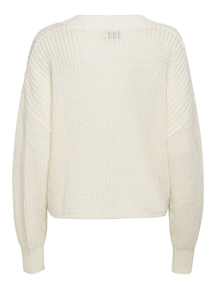 Белый - ONLY Button Down Ribbed Knitted Cardigan - Изображение 8 из 8