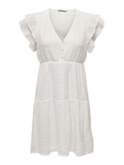 ONLY White Lace Mini Dress with Frill Sleeve - Image 3 of 4