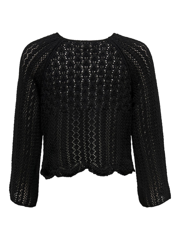 ONLY Black Cropped Crochet Knitted Jumper - Image 5 of 5
