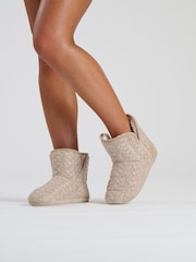 Loungeable Brown Marl Cable Bootie - Image 1 of 4