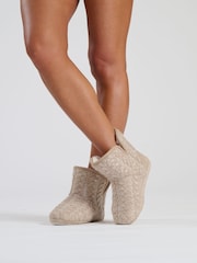 Loungeable Brown Marl Cable Bootie - Image 2 of 4