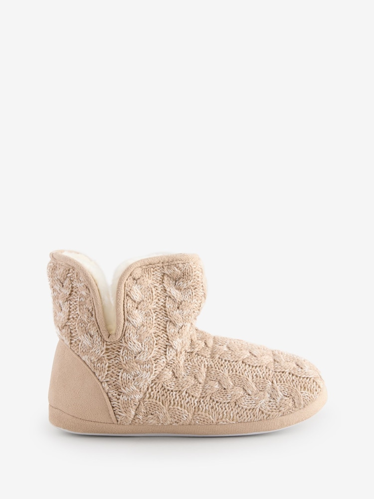 Loungeable Brown Marl Cable Bootie - Image 4 of 4
