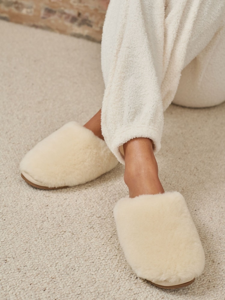 Loungeable Cream Boxed Real Sheepskin Fluffy Mules - Image 1 of 5