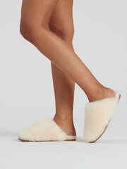 Loungeable Cream Boxed Real Sheepskin Fluffy Mules - Image 2 of 5