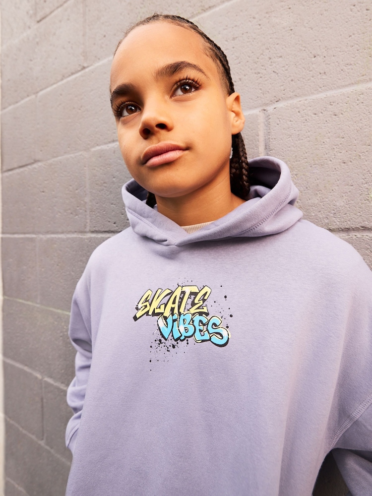 Imprimé à dos violet lilas - Sweat à capuche croisé imprimé graphique pour grands garçons (3-16ans) - Image 3 of 8