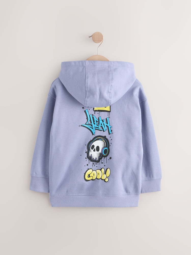 Imprimé à dos violet lilas - Sweat à capuche croisé imprimé graphique pour grands garçons (3-16ans) - Image 6 of 8