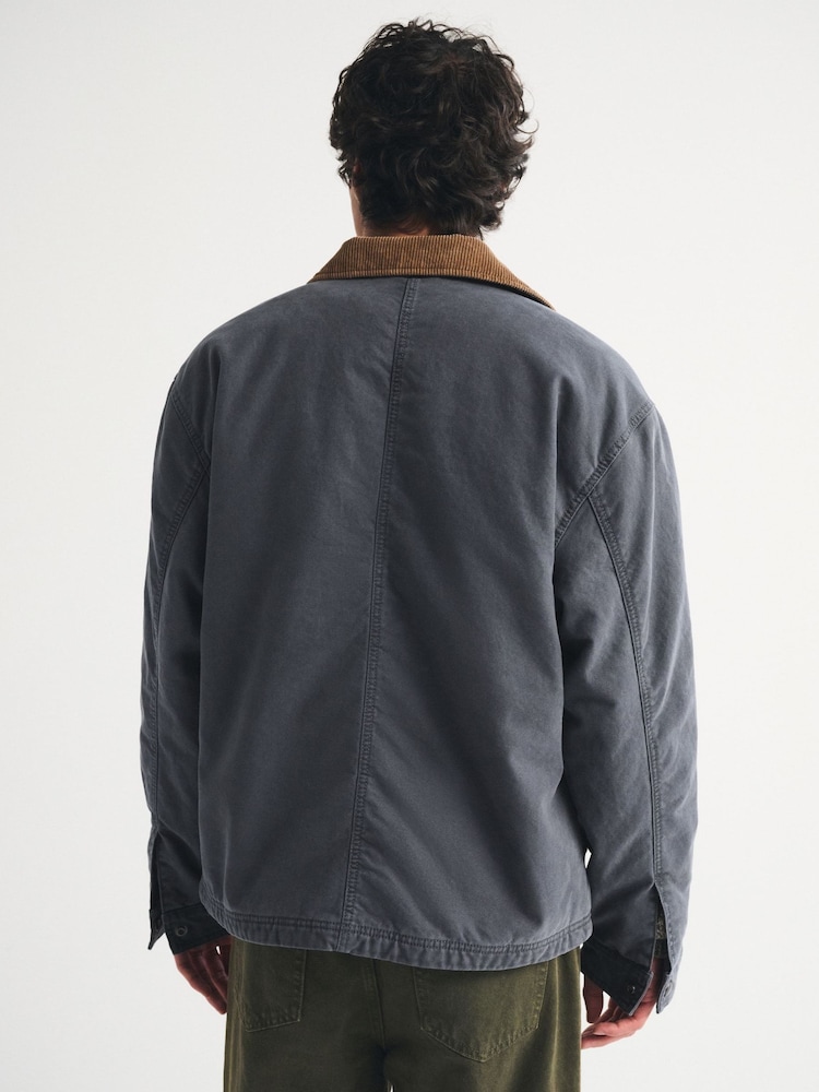 Abercrombie & Fitch Blue Indigo Washed Canvas Worker Jacket - Image 2 of 8