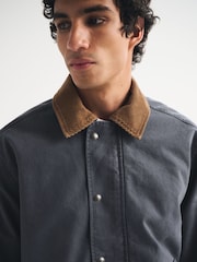 Abercrombie & Fitch Blue Indigo Washed Canvas Worker Jacket - Image 5 of 8