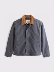 Abercrombie & Fitch Blue Indigo Washed Canvas Worker Jacket - Image 6 of 8