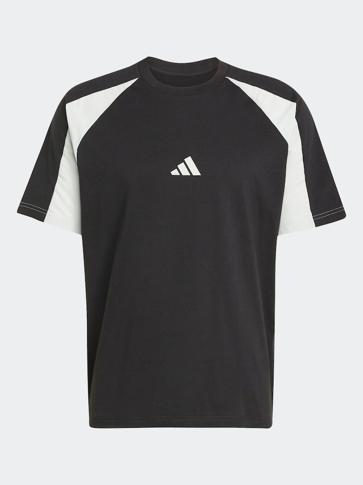 adidas Black Seasonal Essentials Colourblock 100% Cotton T-Shirt - Image 5 of 5