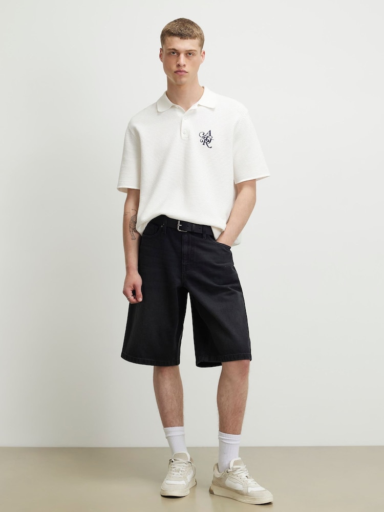 River Island Black Washed Denim Shorts - Image 1 of 4
