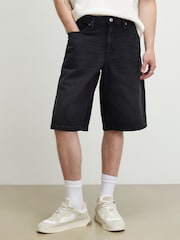 River Island Black Washed Denim Shorts - Image 2 of 4