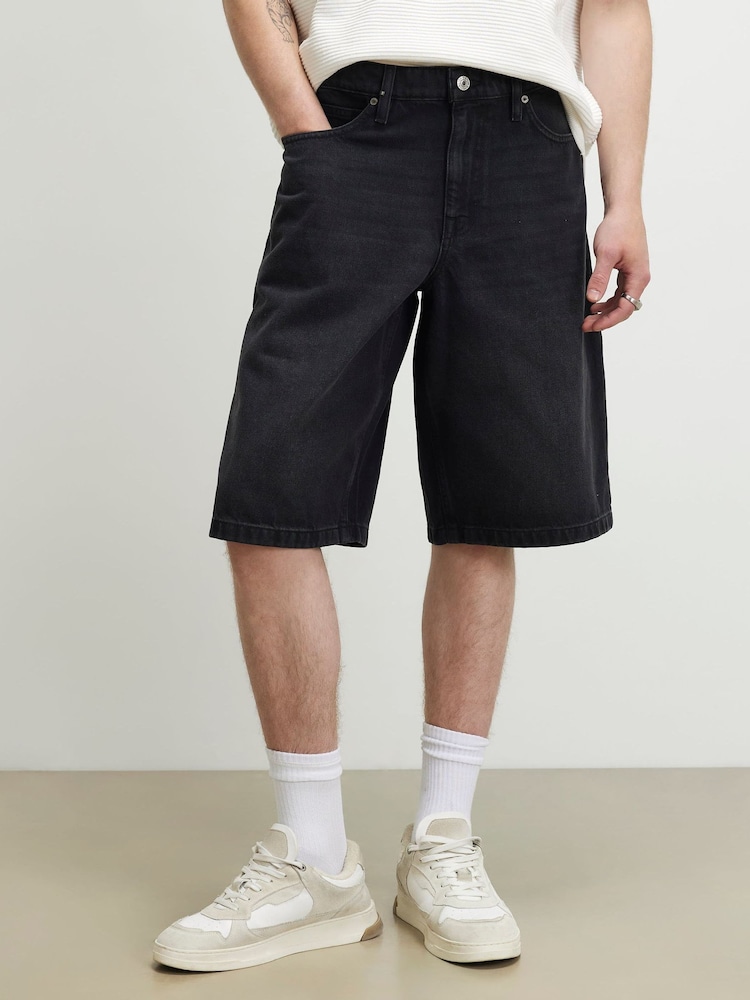 River Island Black Washed Denim Shorts - Image 2 of 4