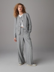 Black/White Boucle Collarless Jacket - Image 2 of 7