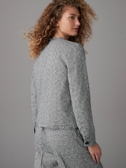 Black/White Boucle Collarless Jacket - Image 3 of 7