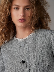 Black/White Boucle Collarless Jacket - Image 4 of 7